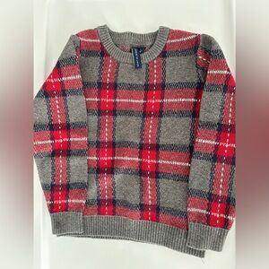 LIKE NEW Janie and Jack Little Boys, Size 4 Holiday Red & Gray Plaid Sweater
